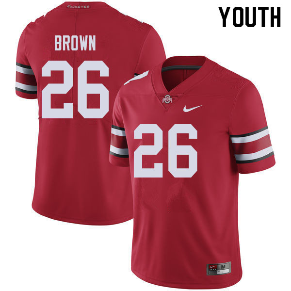 Ohio State Buckeyes Cameron Brown Youth #26 Red Authentic Stitched College Football Jersey